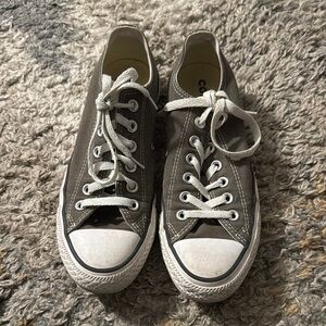 Gray Canvas Sneakers with White Laces